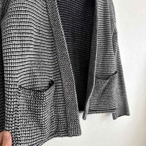 Madewell Cardigan Women Medium Black White Knit Tweed Open Front Cocoon Classic - Picture 3 of 6